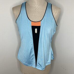 Jamie Sadock Blue Orange Tank Top Size L Tennis Shirt Beadded Back Cut Out